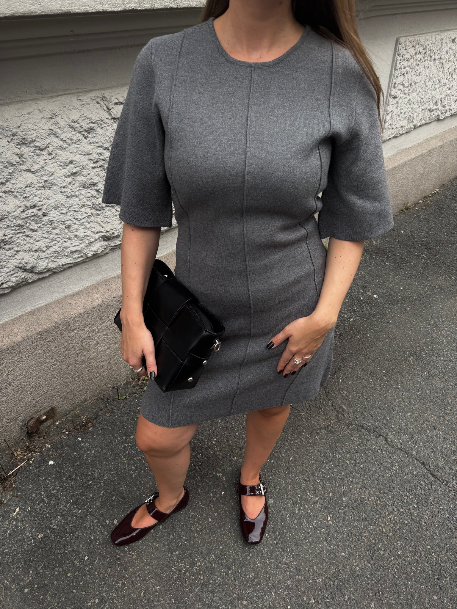 OBJREYNARD Short Dress - Medium Grey Melange